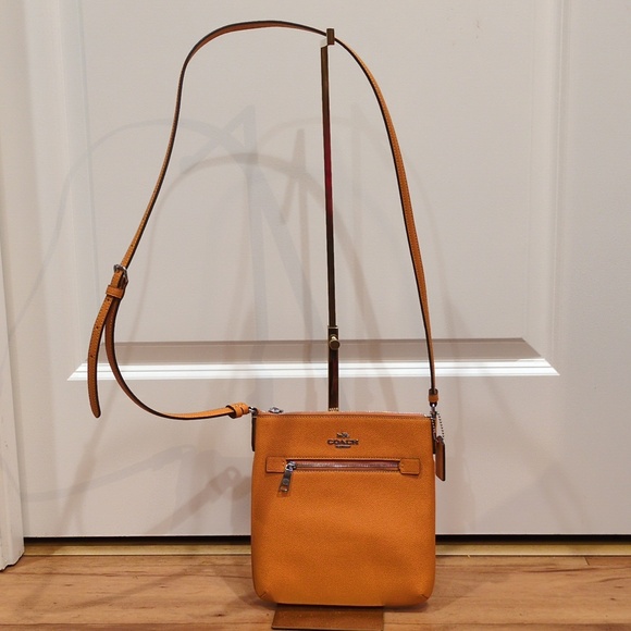 Coach Handbags - Coach NWOT Papaya Orange Leather Mini Rowan File Crossbody Bag Purse